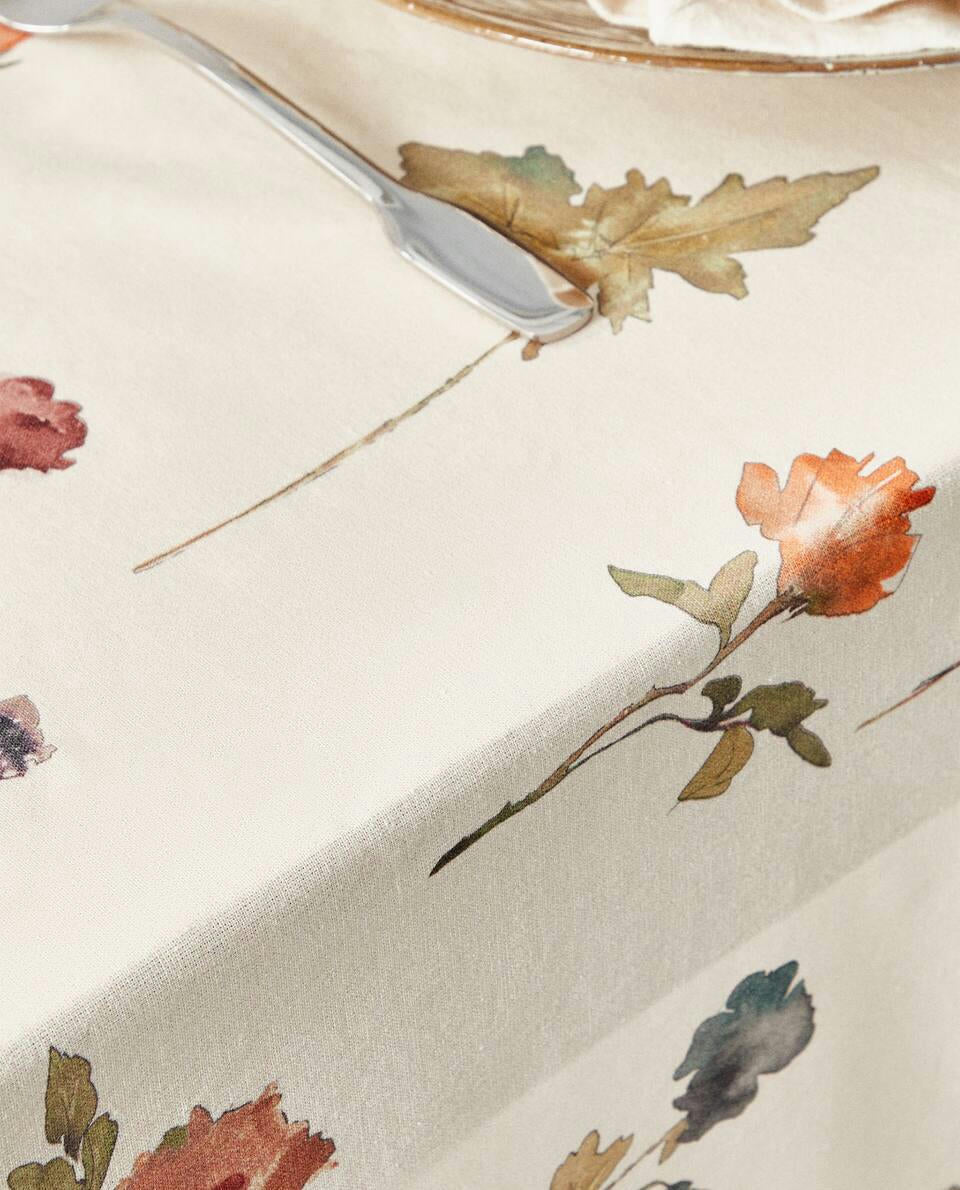 FLORAL PRINT COTTON TABLECLOTH