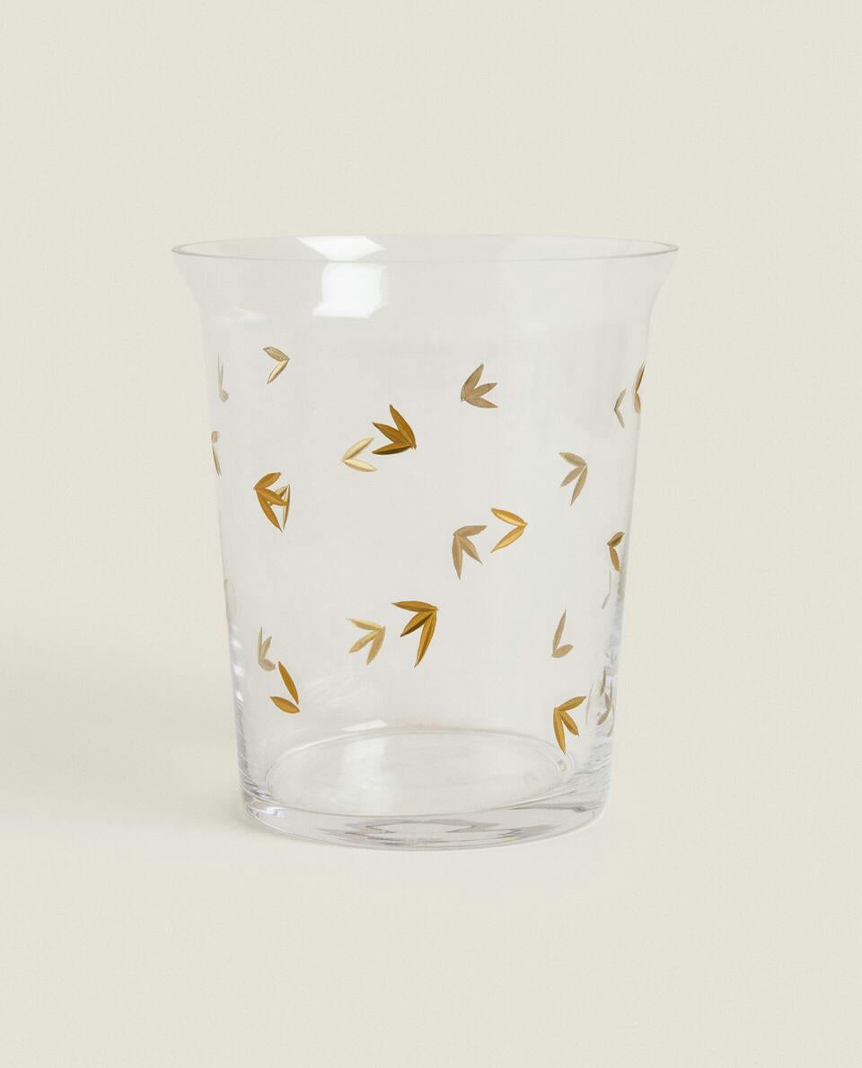 CHRISTMAS LEAF TALL GLASS