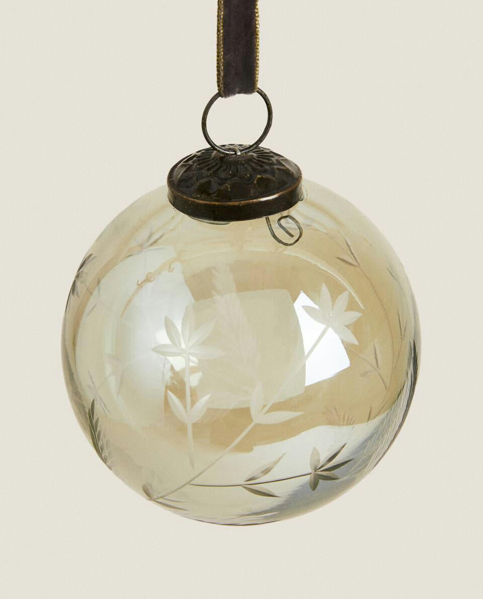 GLASS CHRISTMAS BRANCHES BAUBLE DECORATION