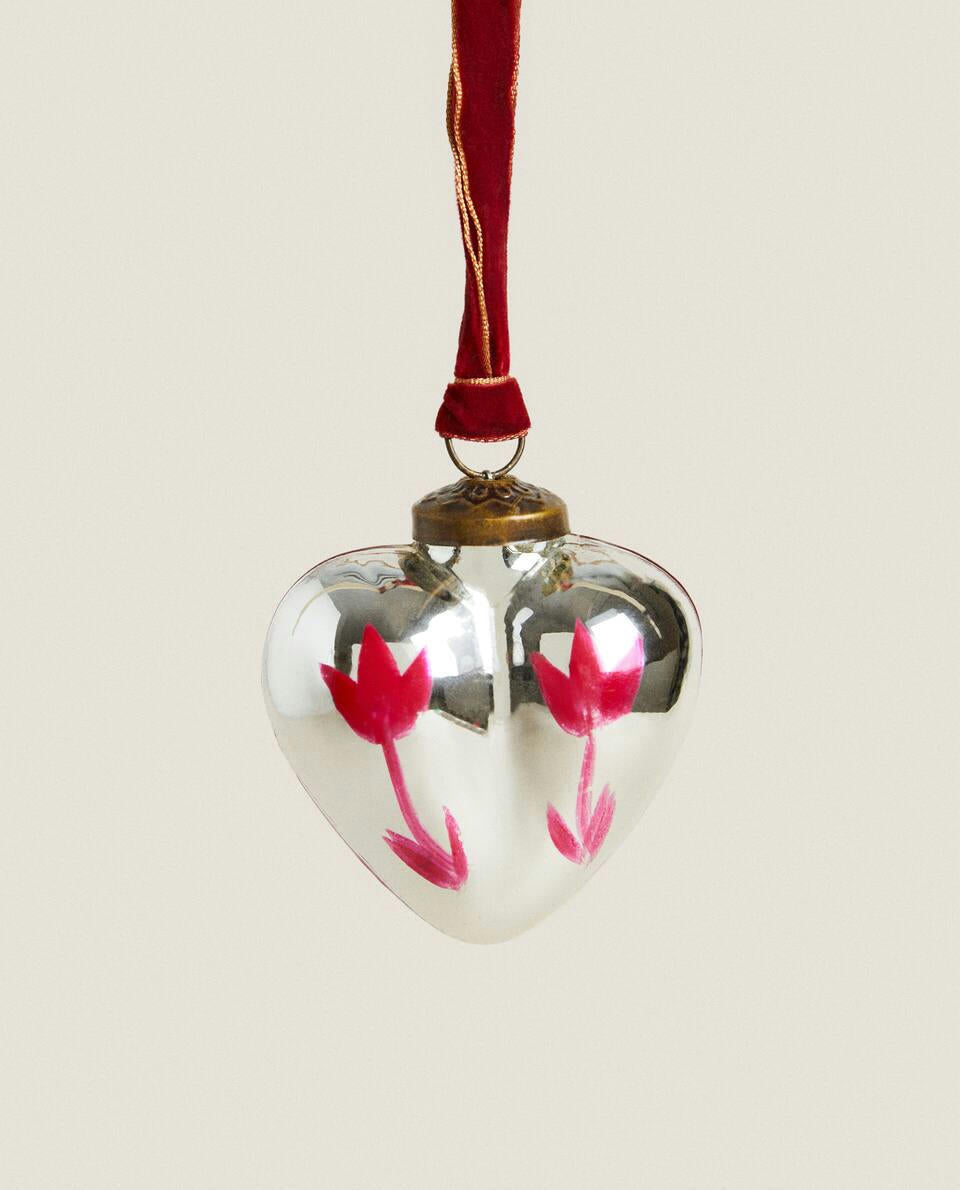 GLASS HEART CHRISTMAS DECORATION