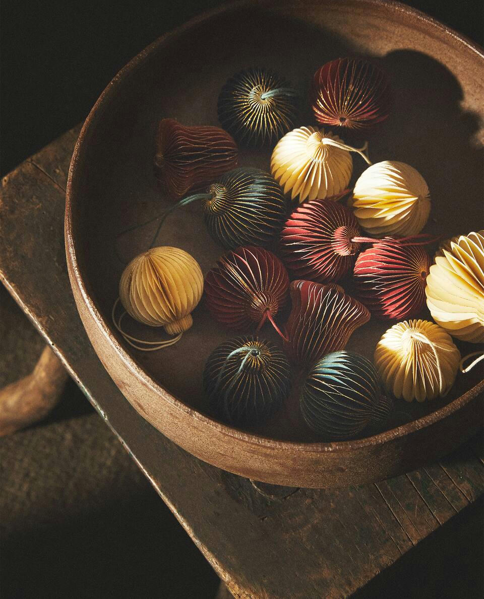 PACK OF CHRISTMAS PAPER BAUBLE DECORATIONS (PACK OF 6)