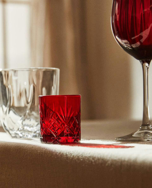 CHRISTMAS CRYSTALLINE ENGRAVED SHOT GLASS