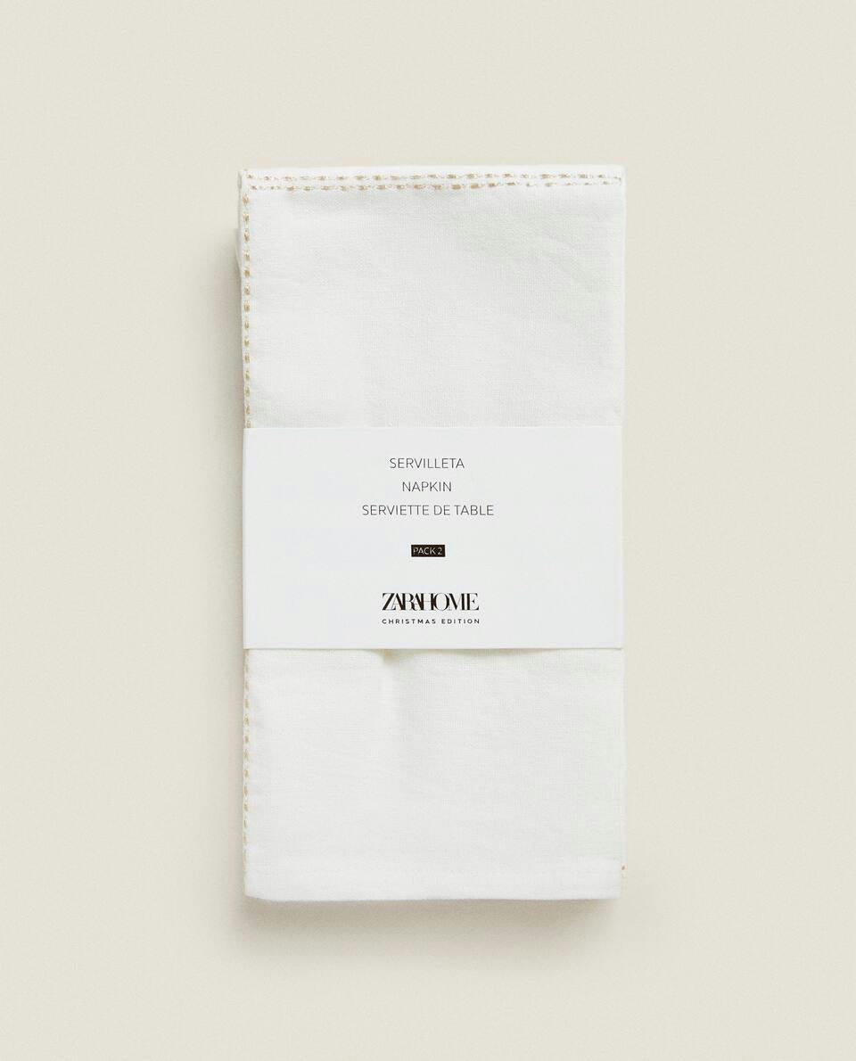 PACK OF CHRISTMAS CHAIN LINEN NAPKINS (PACK OF 2)