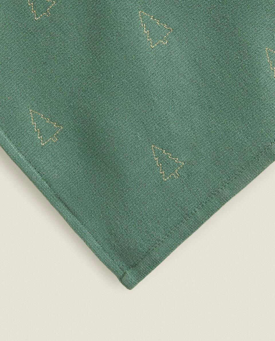 EMBROIDERED CHRISTMAS TREE COTTON TEA TOWEL