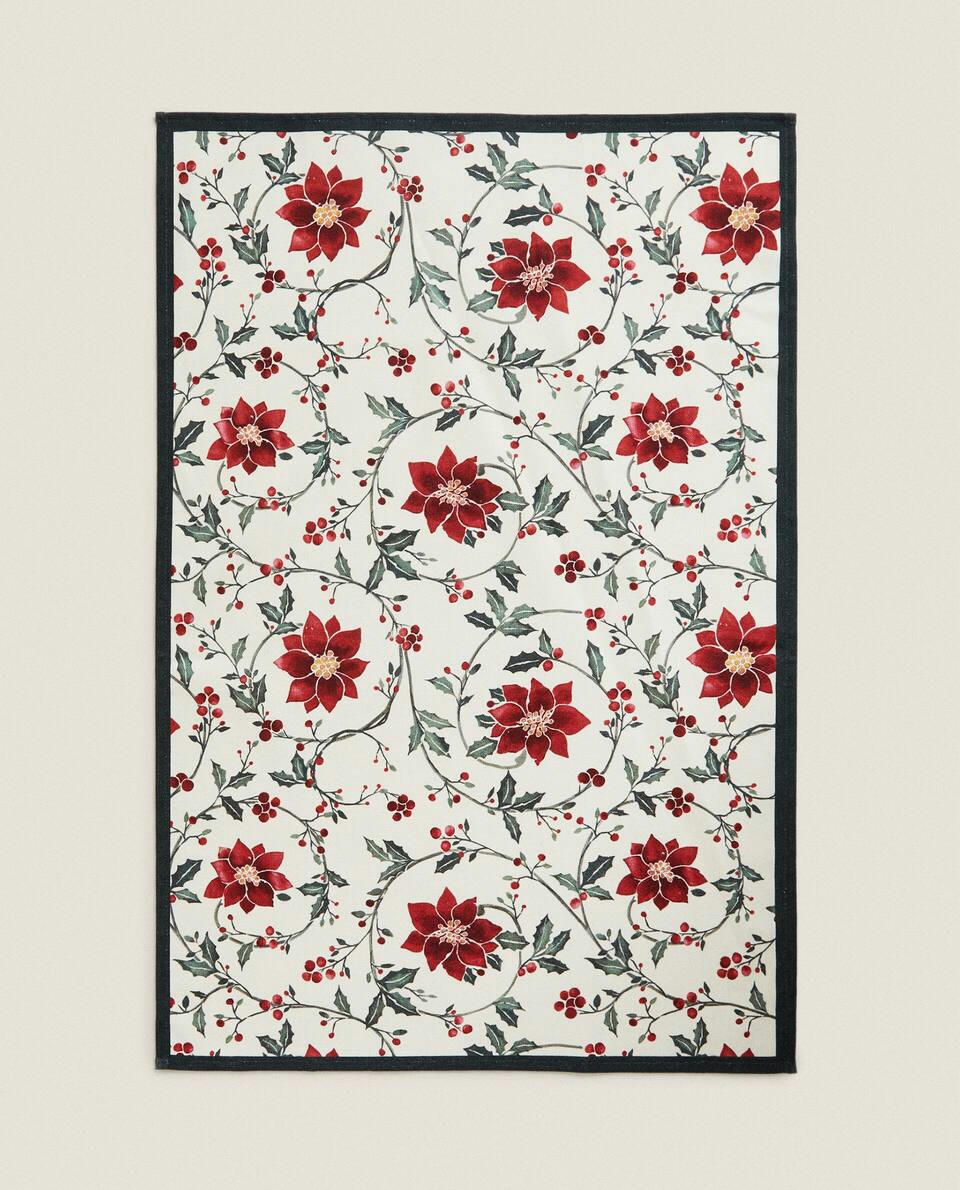 PACK OF COTTON CHRISTMAS HOLLY TEA TOWELS (PACK OF 2)