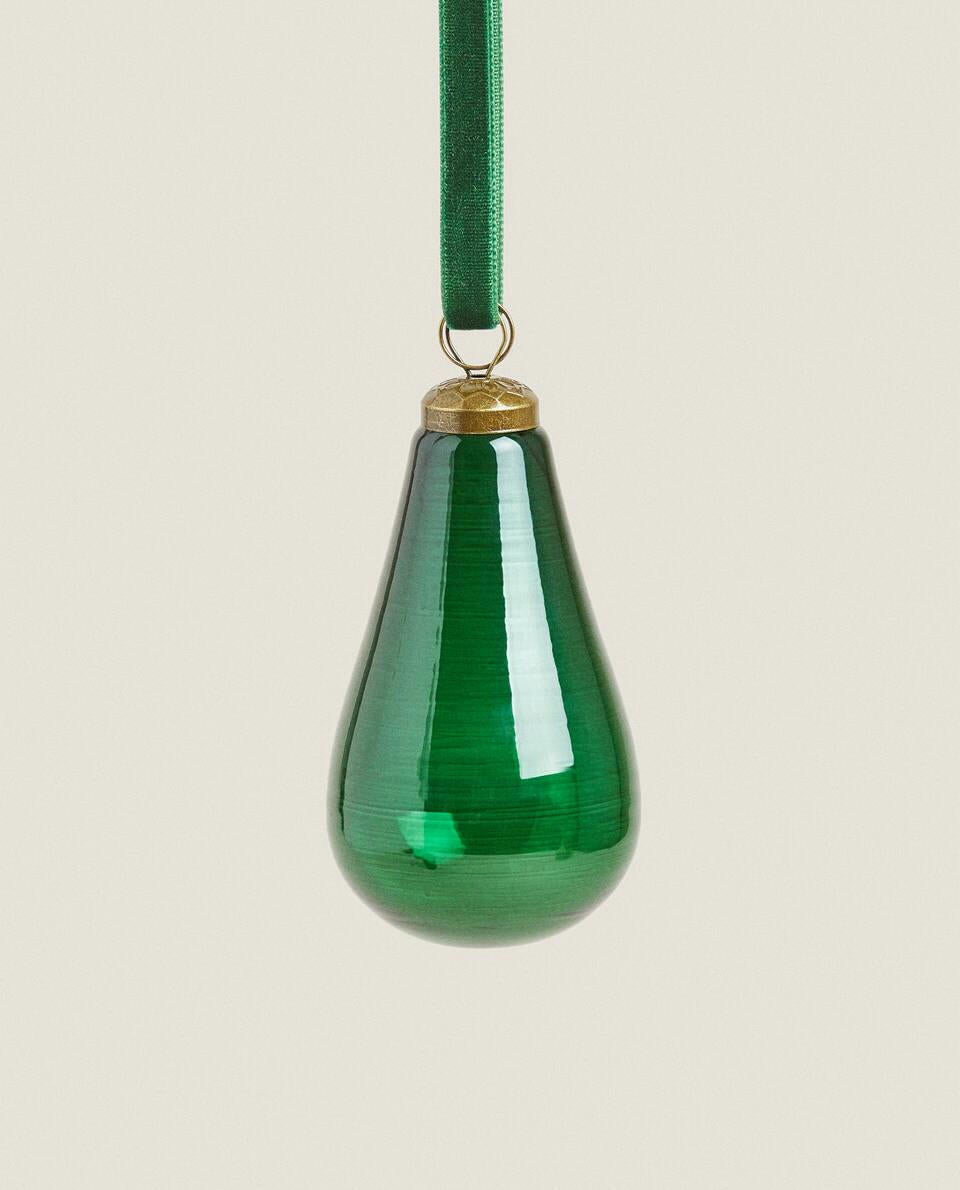 GLASS PEAR CHRISTMAS DECORATION
