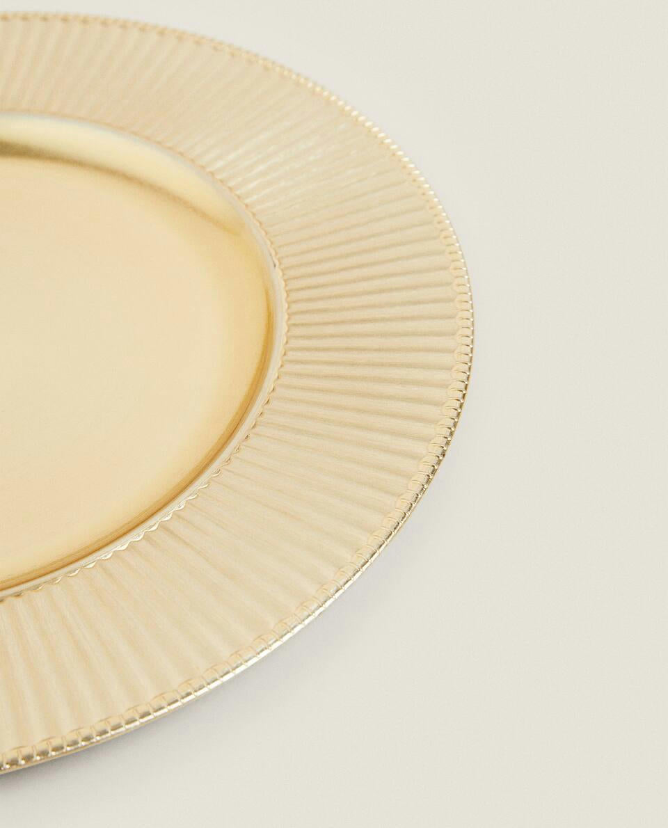 GOLD STRIPED CHRISTMAS SERVICE PLATE