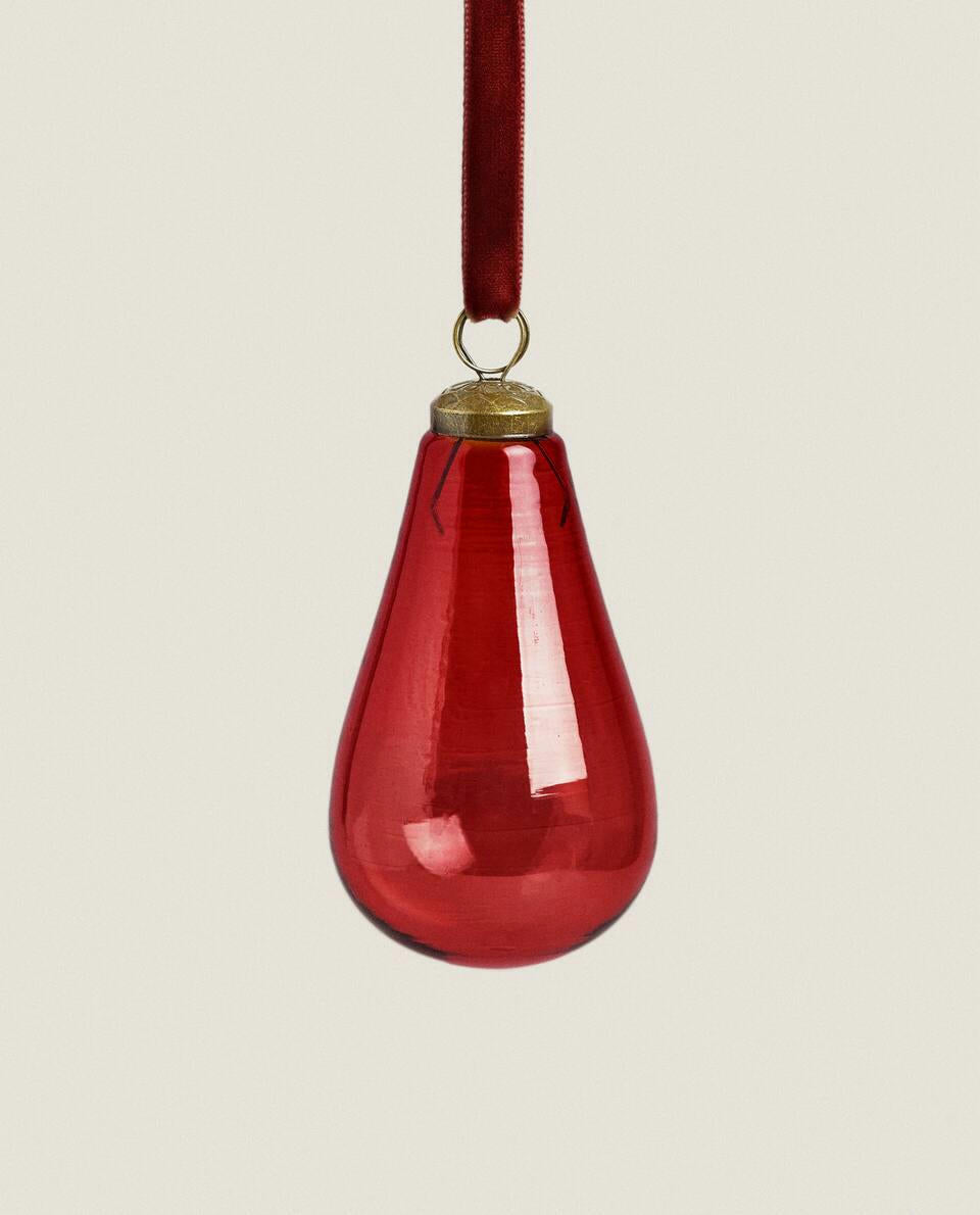 GLASS PEAR CHRISTMAS DECORATION