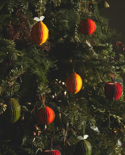 PACK OF FRUIT CHRISTMAS PAPER DECORATIONS (PACK OF 4)