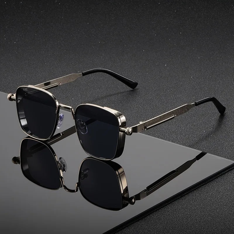 Vintage Steampunk quadratische Brille mit Metallrahmen