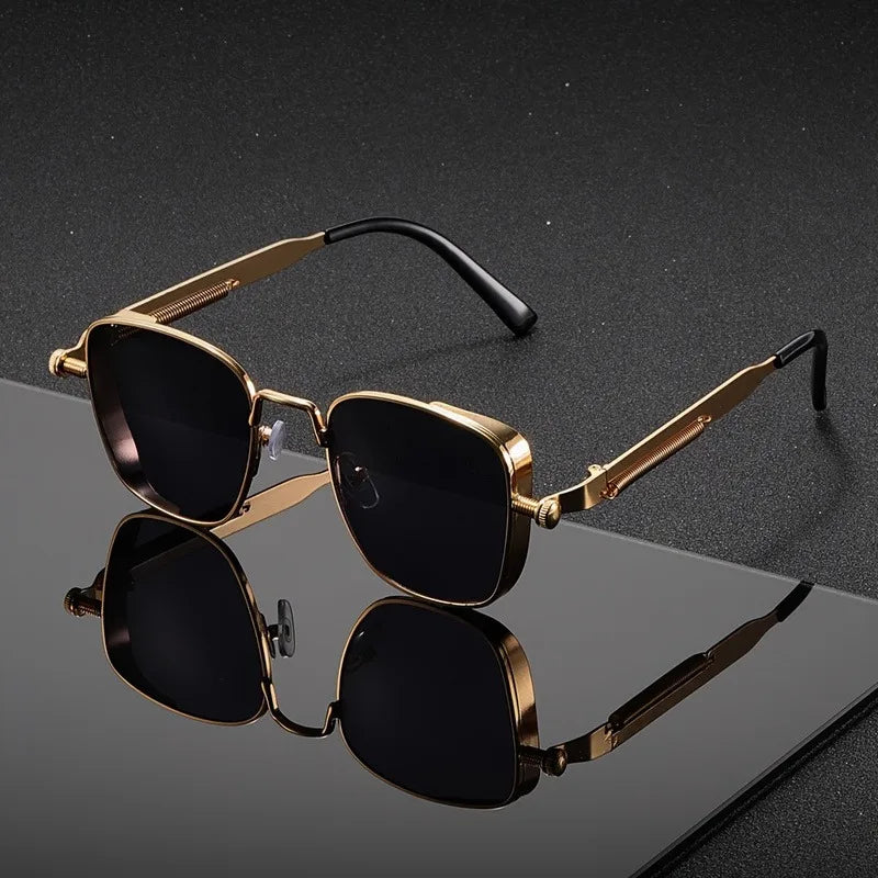 Vintage Steampunk quadratische Brille mit Metallrahmen