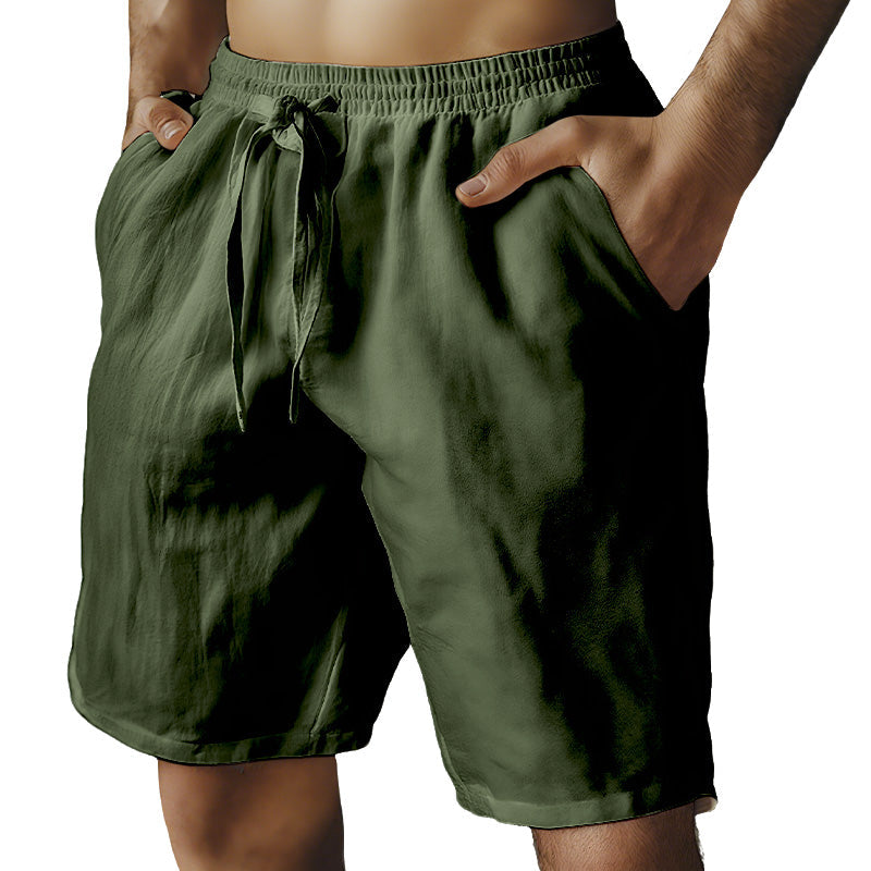 Herren-Shorts aus Baumwollleinen mit elastischem Kordelzug