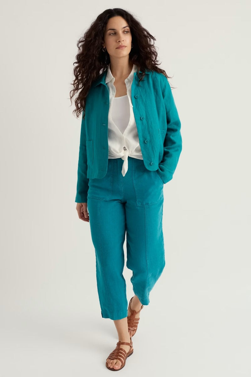Saltings Tapered Linen Cropped Trousers