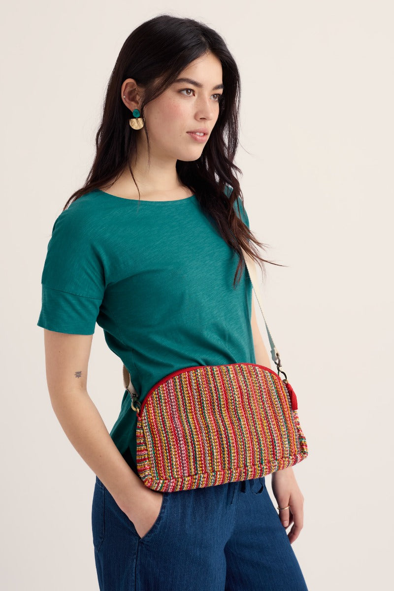 Flourish Jute Striped Crossbody Bag