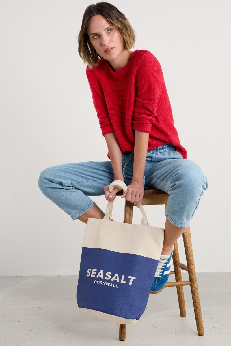 Canvas Navy Blue Logo Tote Bag