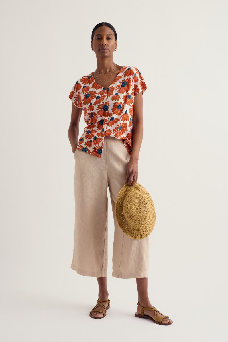 Studio Glass V-neck Jersey Top