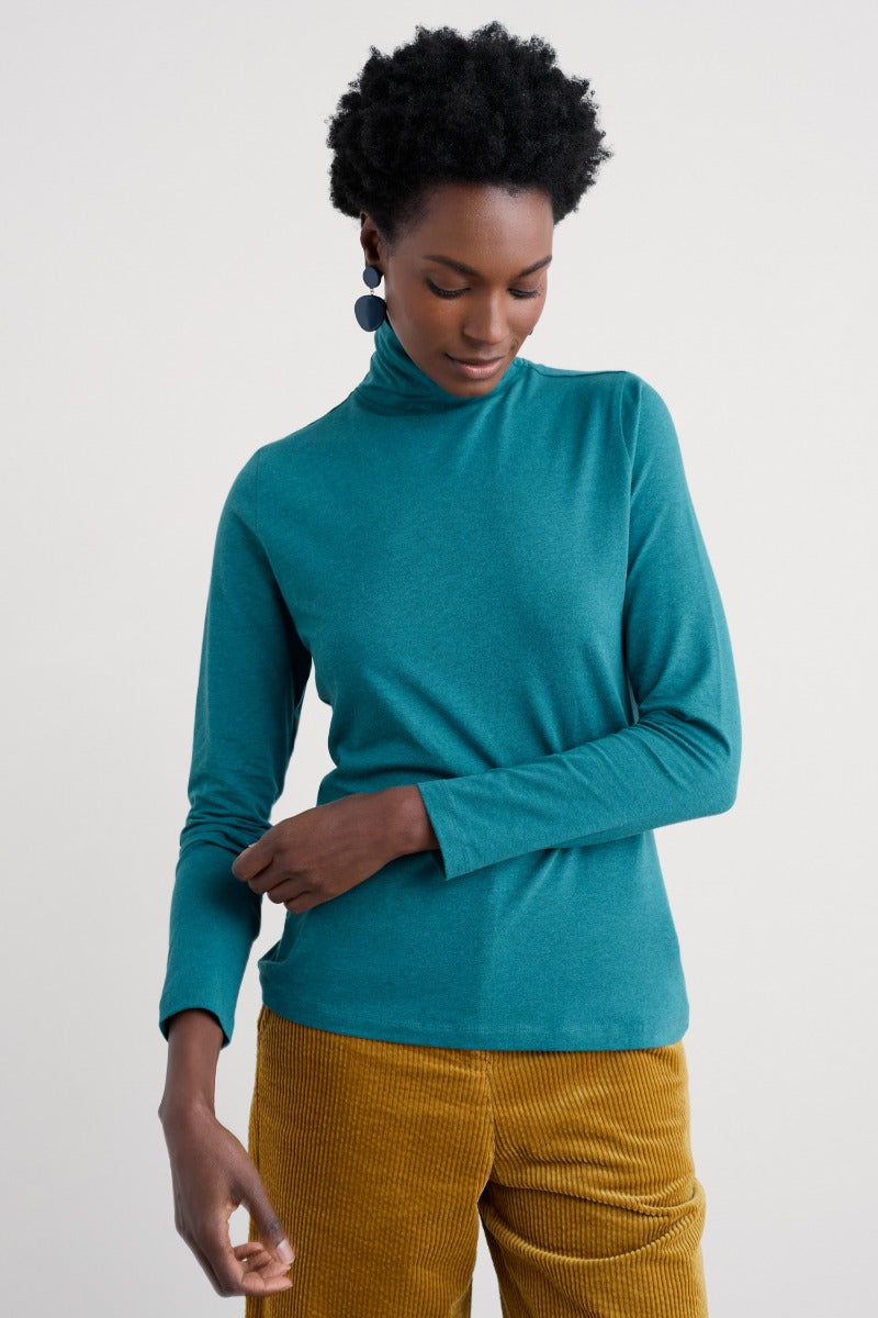 Landing Roll Neck Top in GOTS-Certified Organic Cotton