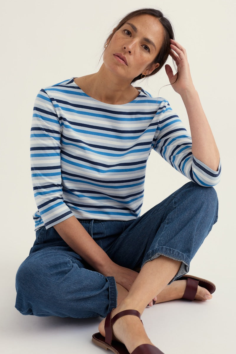 Sailor 3/4 Sleeve Top in GOTS-Certified Organic Cotton Jersey