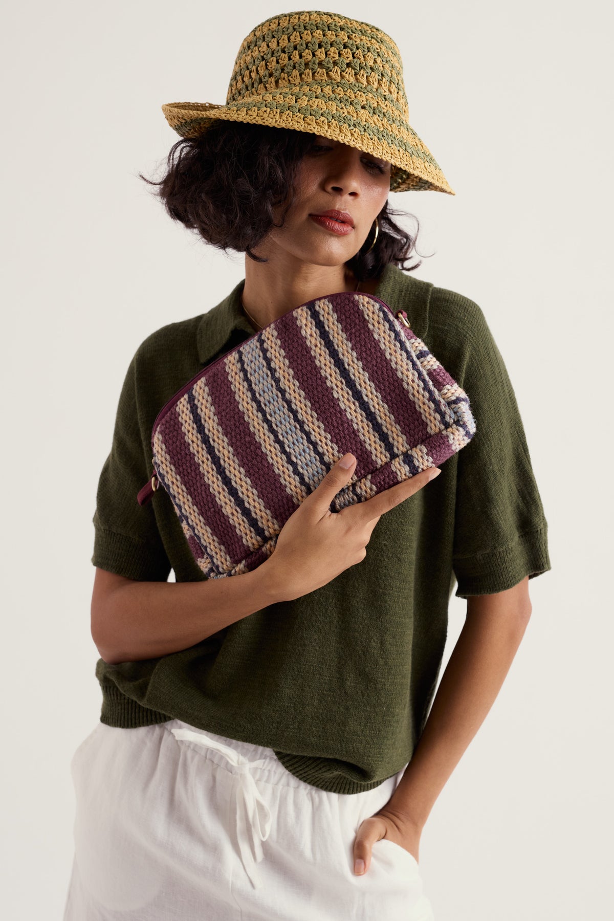 Flourish Jute Striped Crossbody Bag