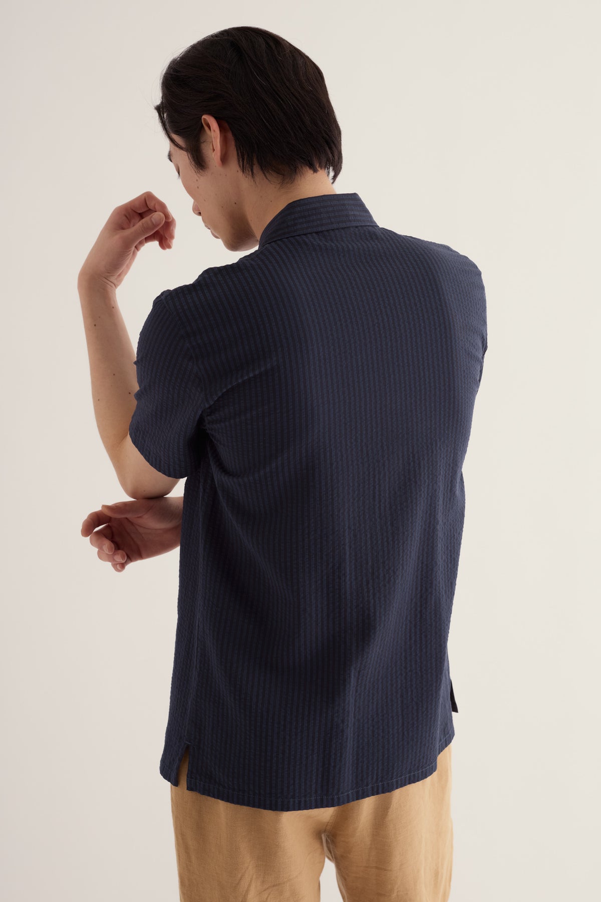 Men's Yestin Short Sleeve Lyocell Blend Stripe Shirt