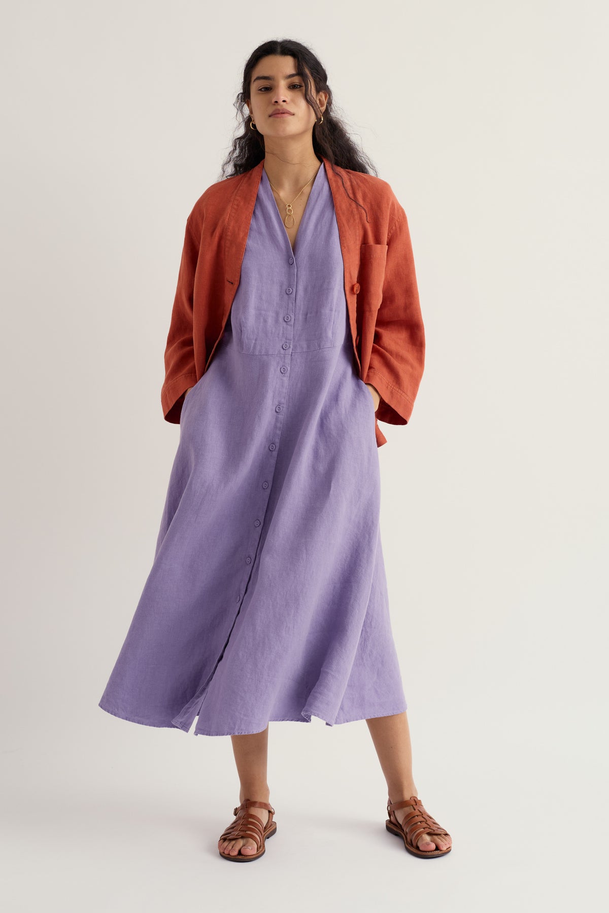 Carved Wood Midi Dress