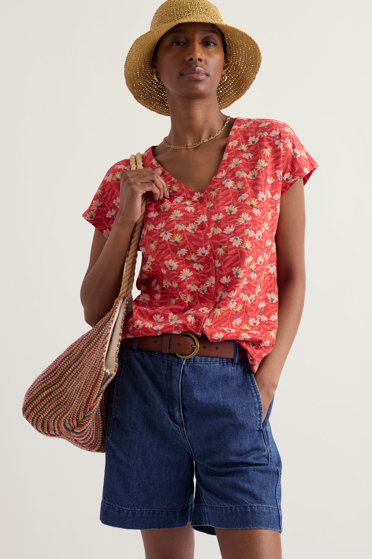 Studio Glass V-neck Jersey Top
