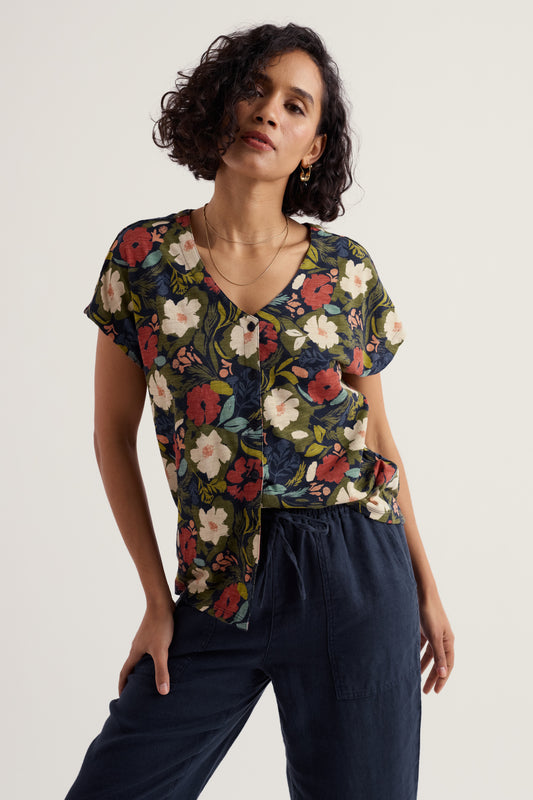 Studio Glass V-neck Jersey Top