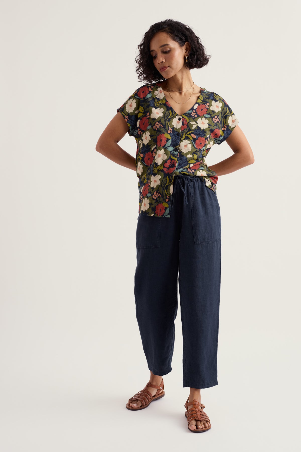 Studio Glass V-neck Jersey Top