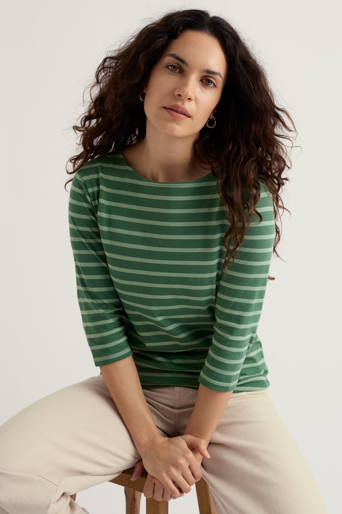Sailor 3/4 Sleeve Top in GOTS-Certified Organic Cotton Jersey