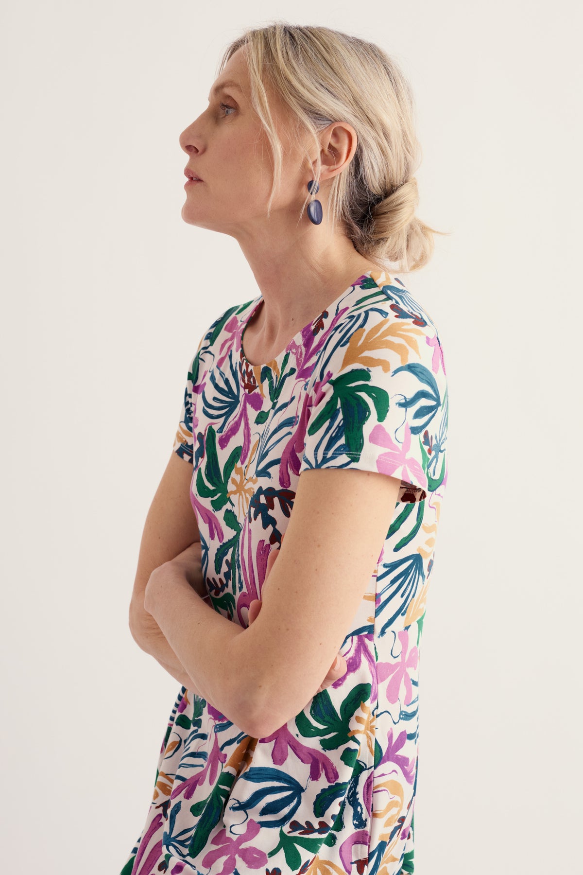 Veronica Short Sleeve Midi Dress in GOTS-Certified Organic Cotton