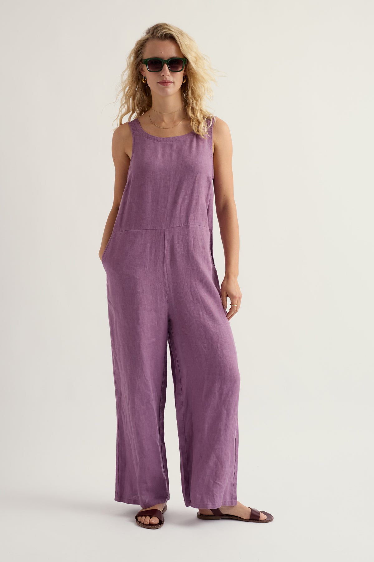 Salt Air Wide Leg Linen Jumpsuit