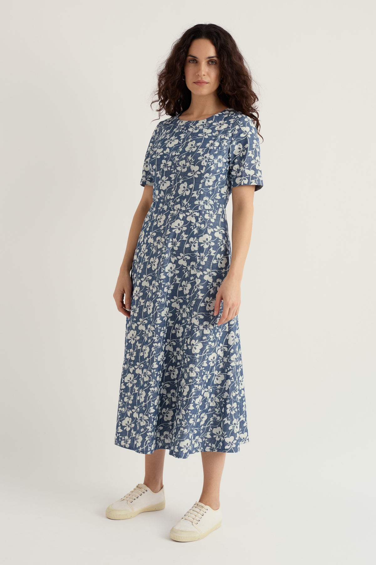 Fox Path Printed Chambray Dress