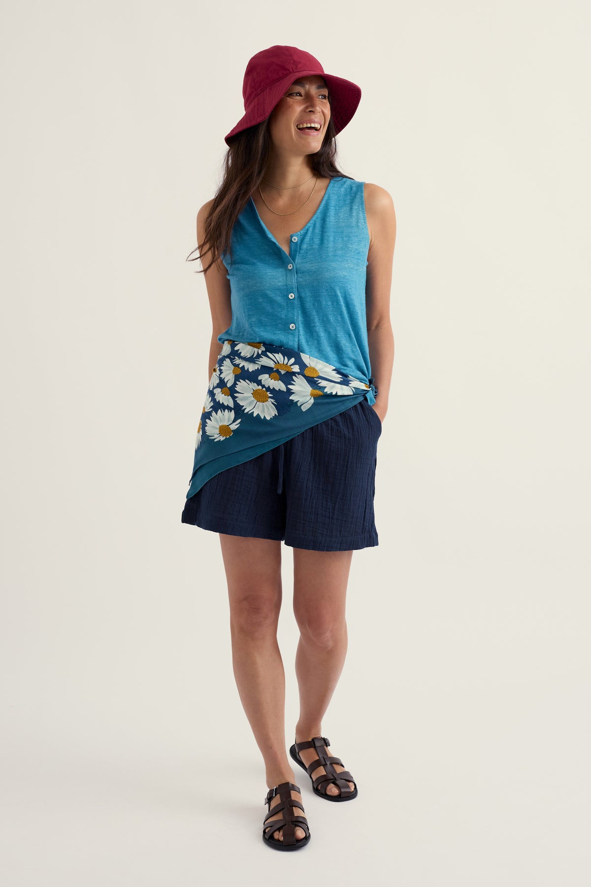 Carn Glaze Linen Button-Through Vest