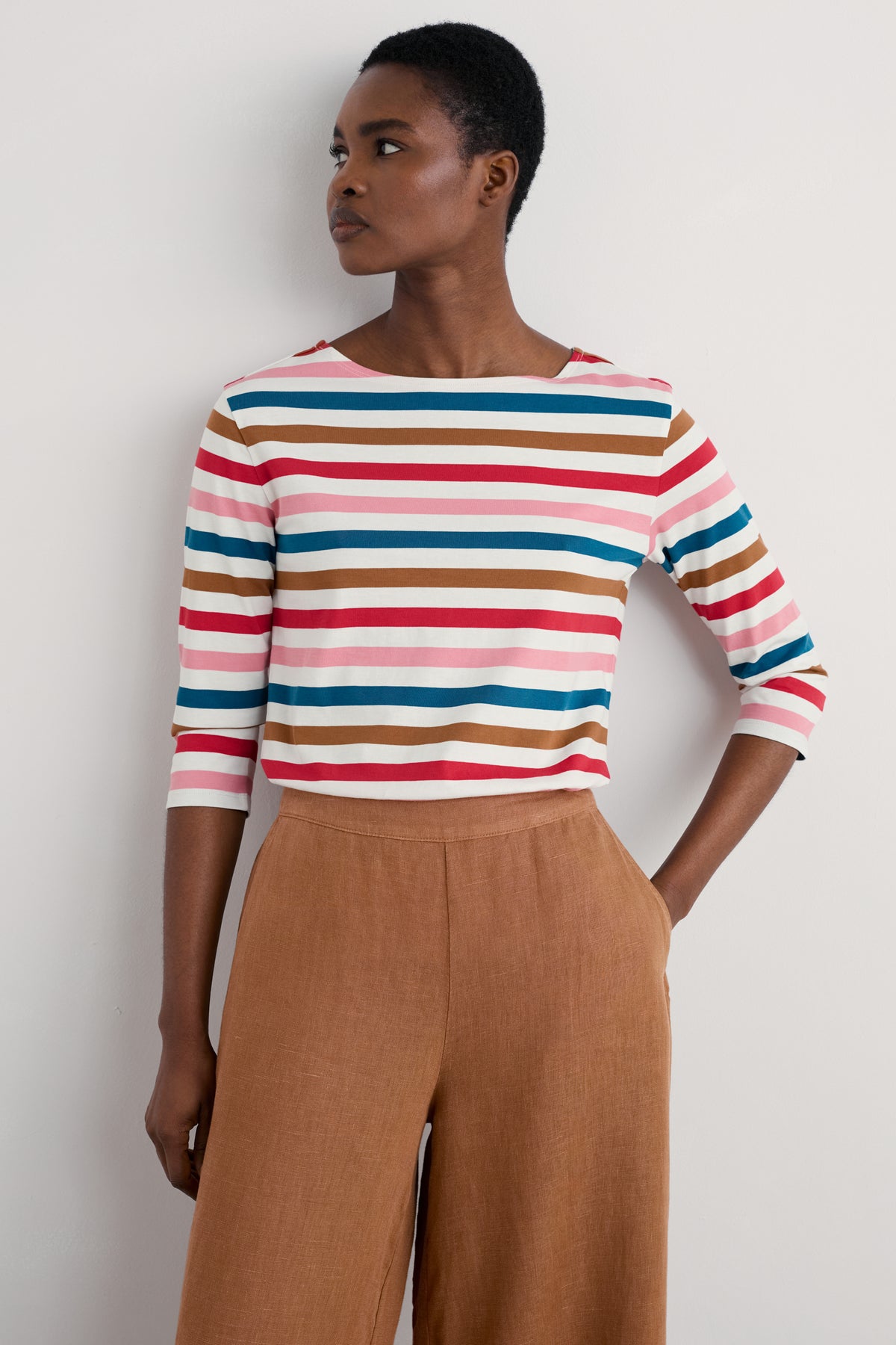 Sailor 3/4 Sleeve Top in GOTS-Certified Organic Cotton Jersey