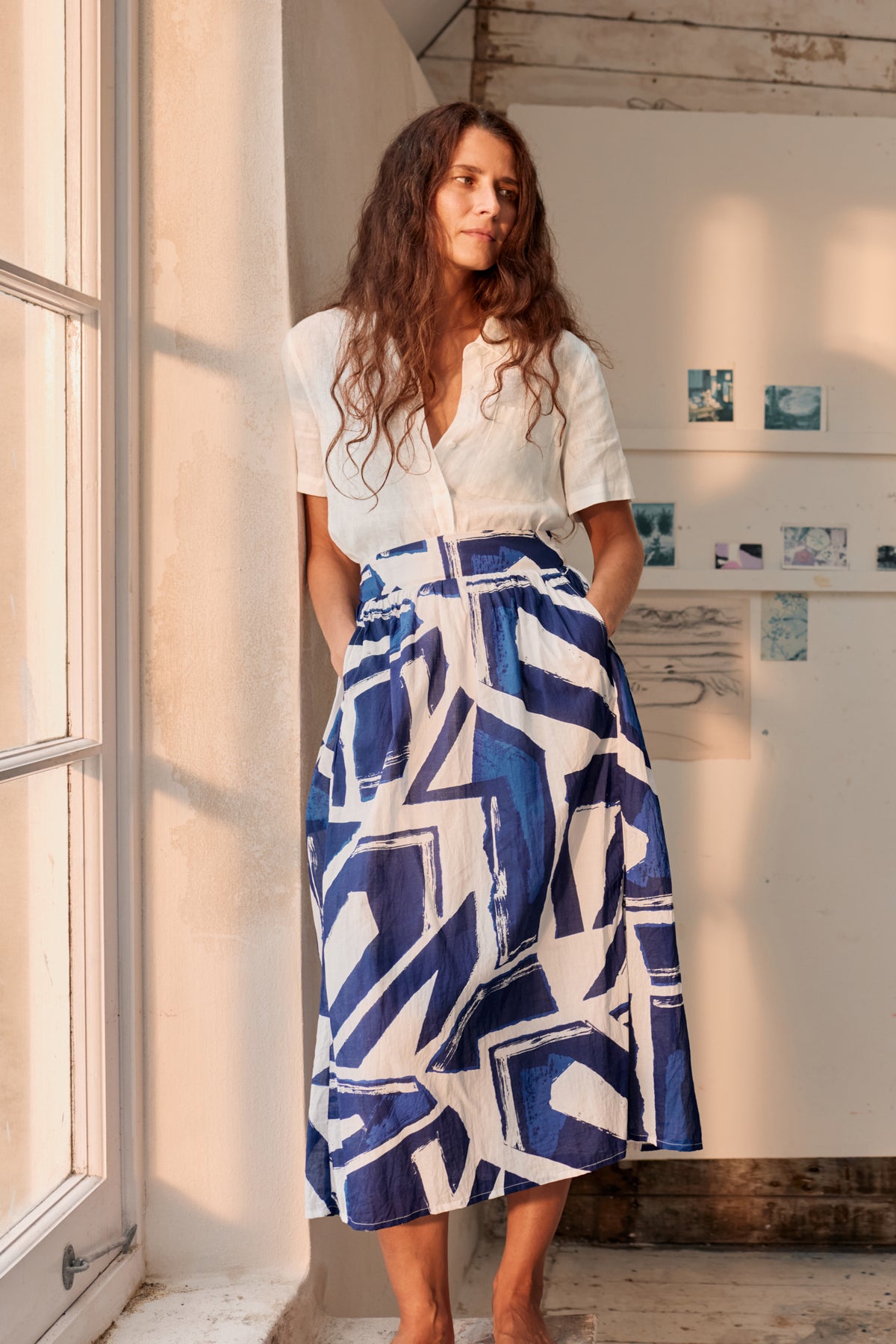 Mevagissey Midi Skirt in Organic Cotton