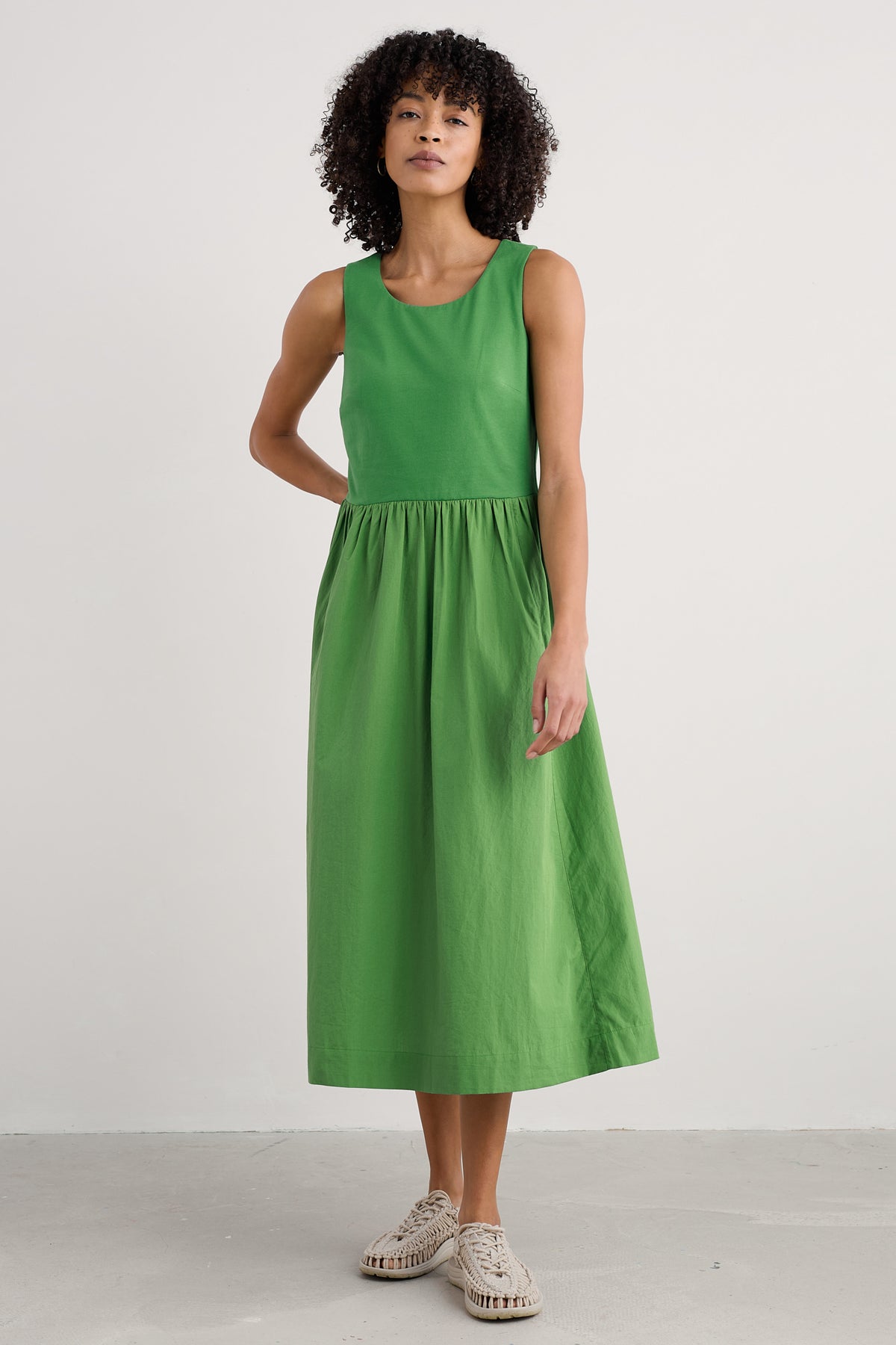 Madder Jersey Woven Mix Sleeveless Dress
