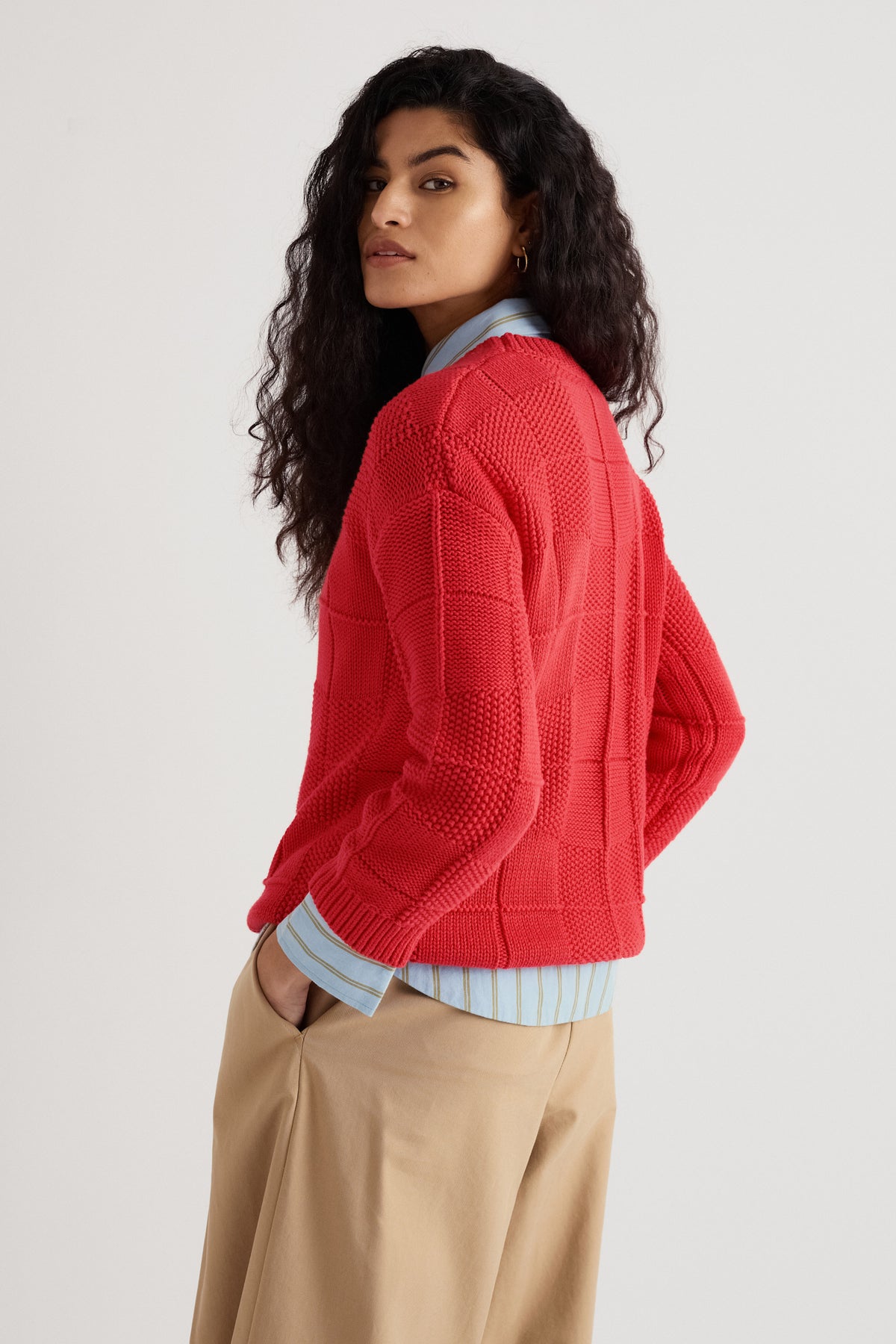 Hedge Rock Mixed Stitch Crew Neck Jumper