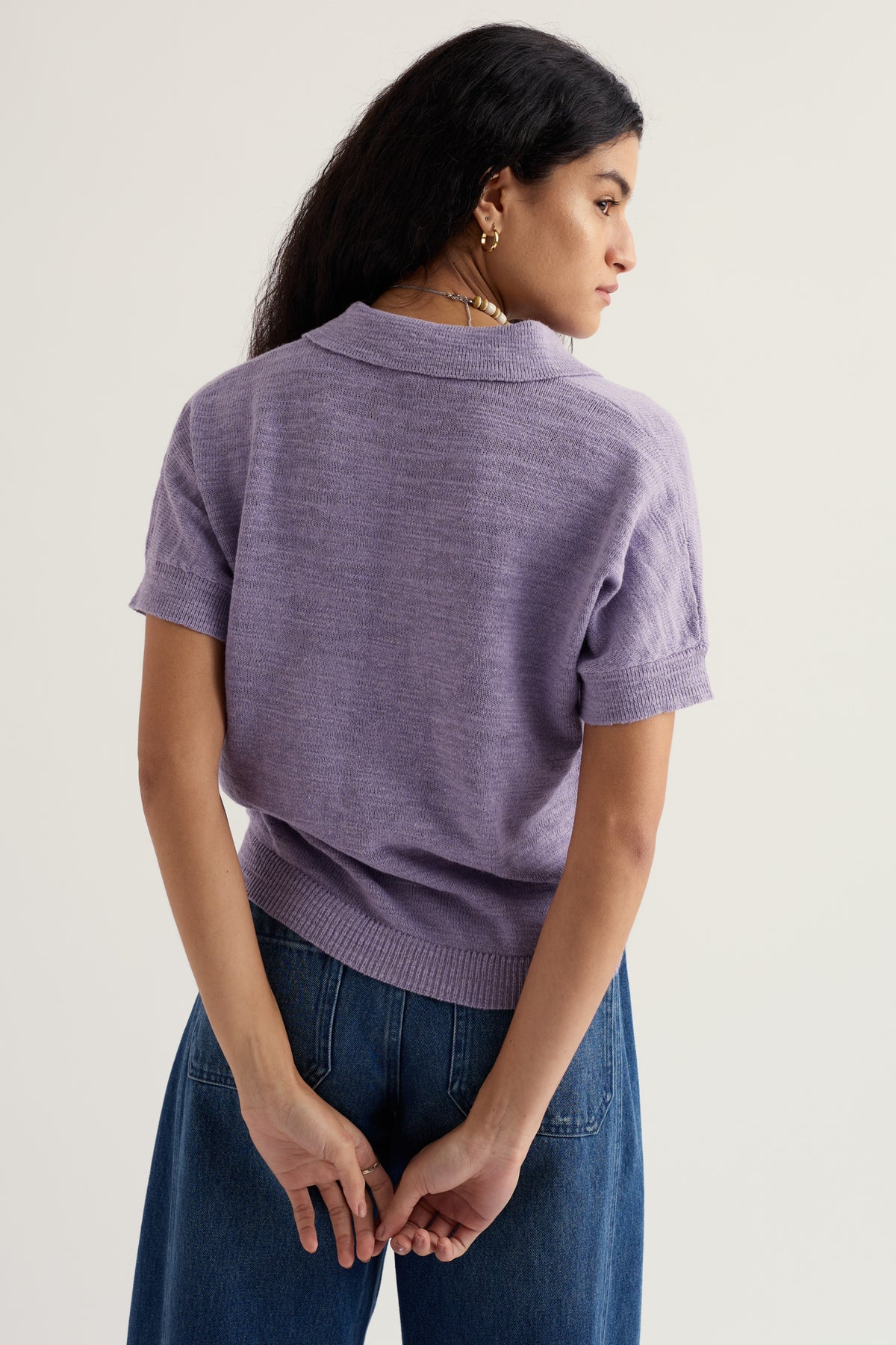 Gwynver Knitted Short Sleeve Top Made With Linen & Organic Cotton