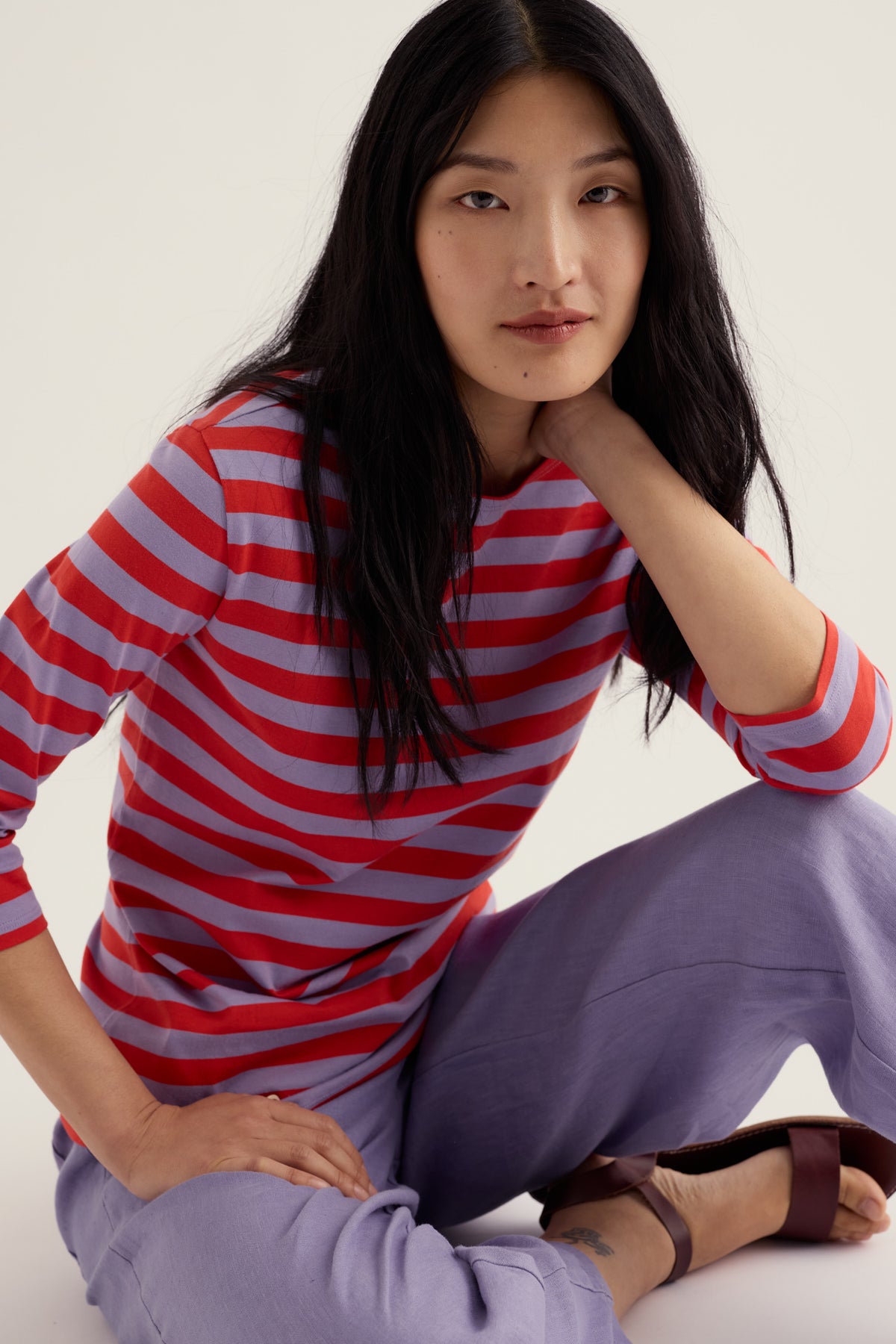 Sailor 3/4 Sleeve Top in GOTS-Certified Organic Cotton Jersey