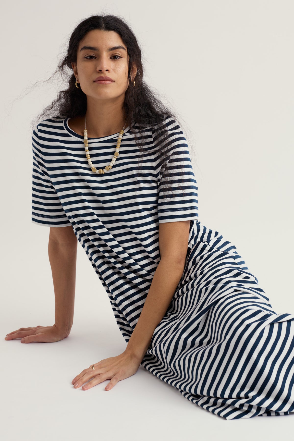 Ivey Yarn-Dyed GOTS Organic Cotton T-Shirt Dress