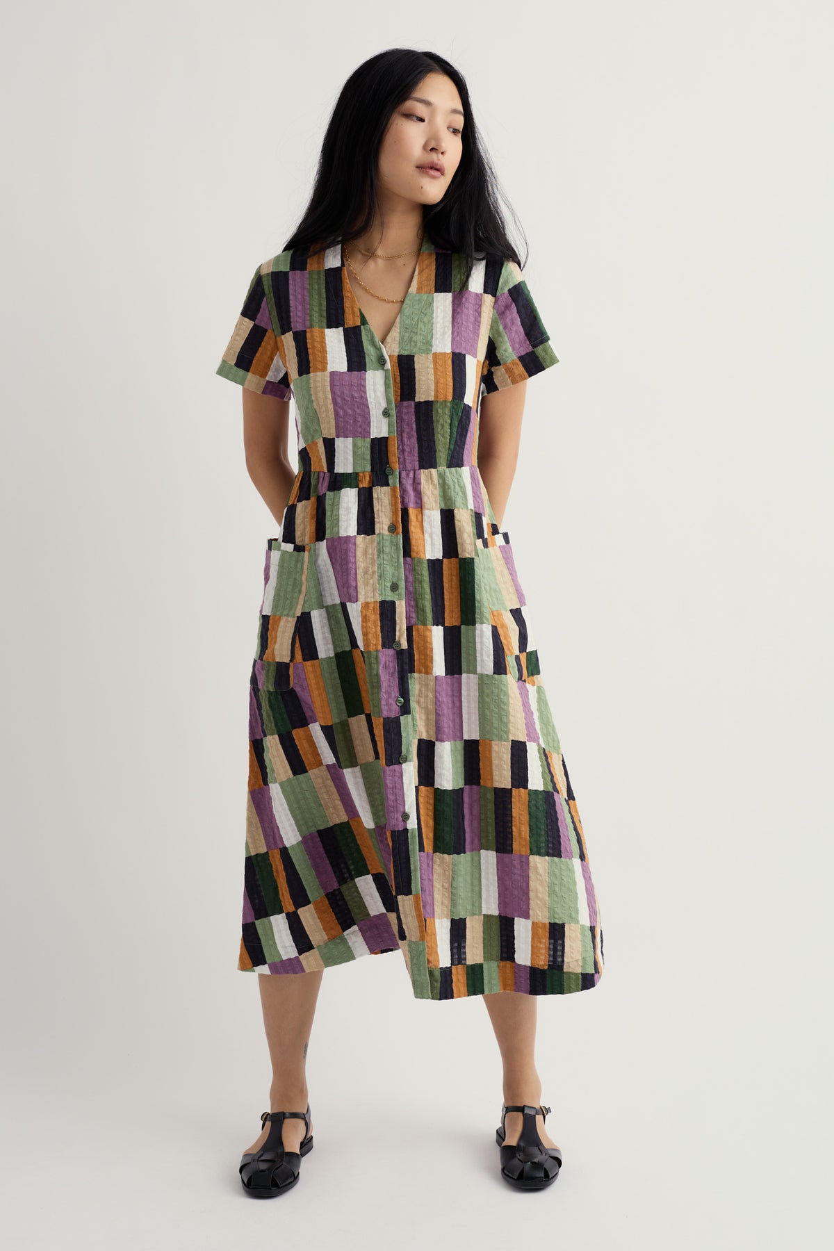 Fowen Shirt-Style Midi Dress