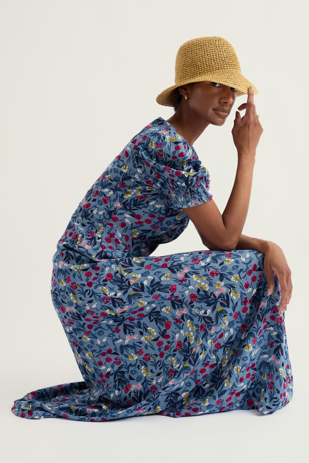 Marsh Violet Short Sleeve Empire Line Dress