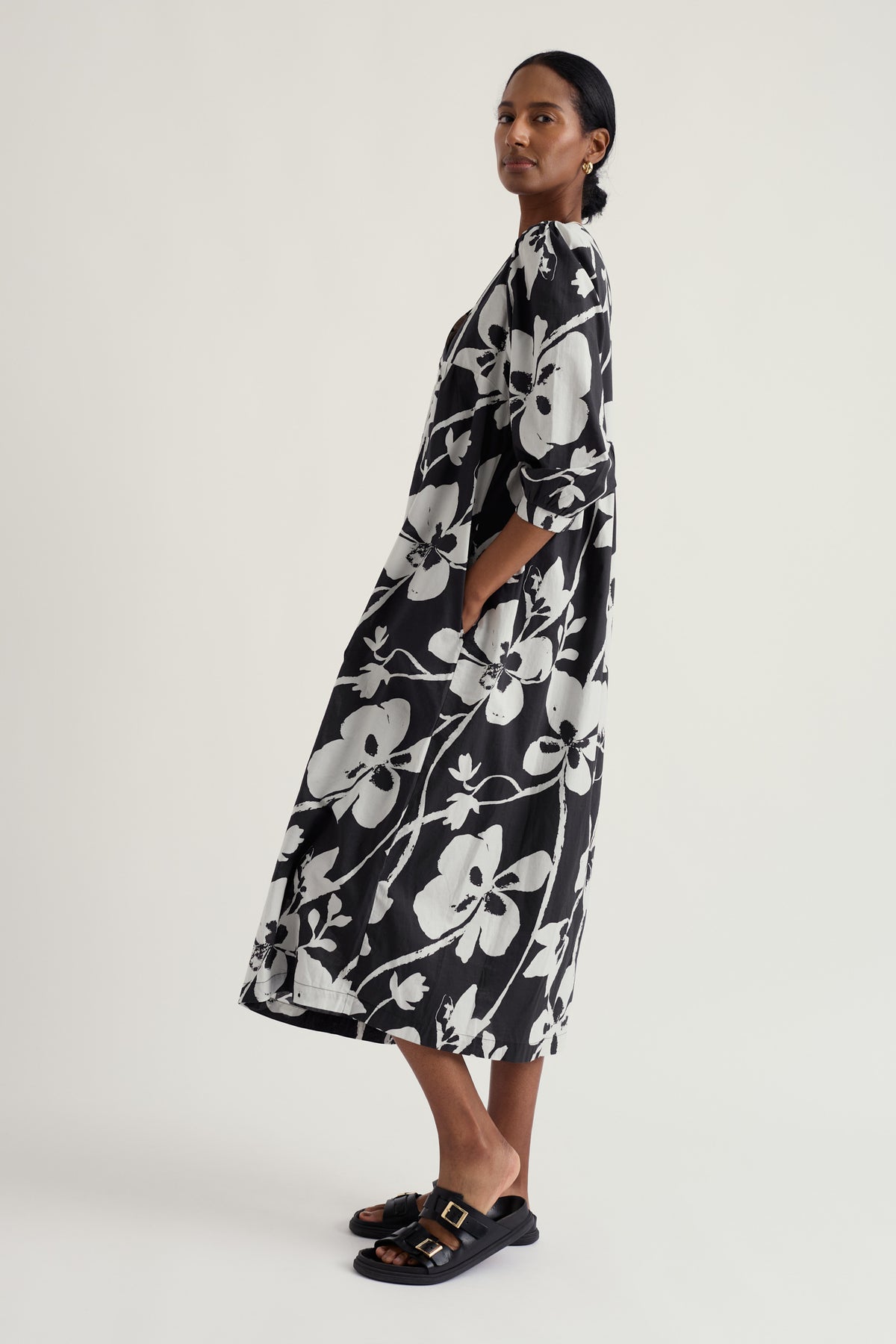 Earth Colours Poplin Midi Dress in GOTS Organic Cotton