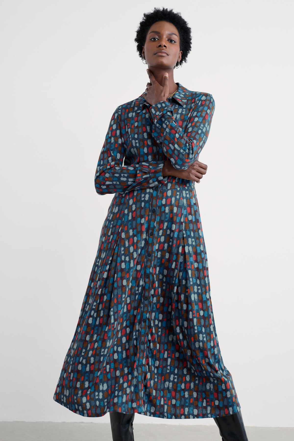 Coastline Jersey Shirt Dress