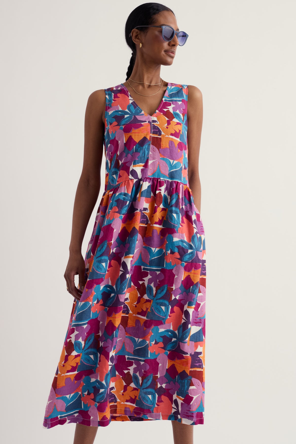 Lowland Heather Sleeveless Linen Dress