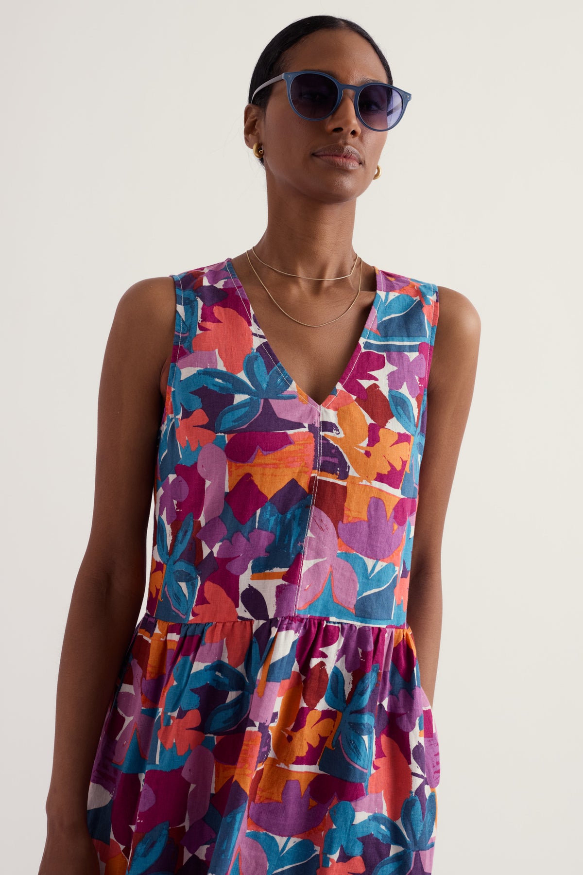Lowland Heather Sleeveless Linen Dress