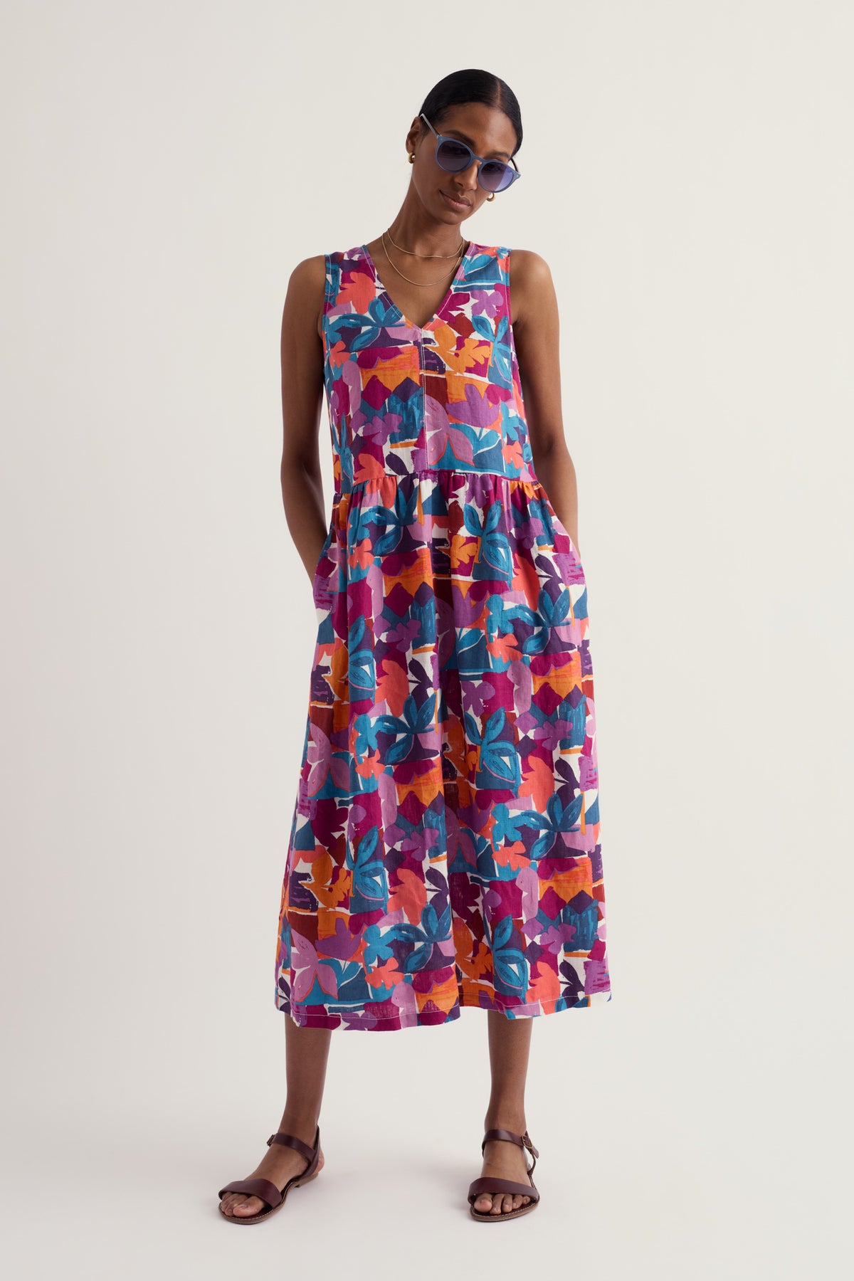 Lowland Heather Sleeveless Linen Dress