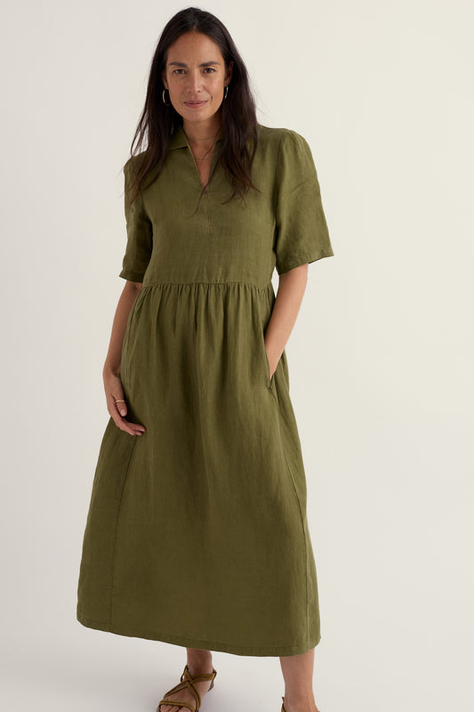 Fen Violet Linen Midi Dress
