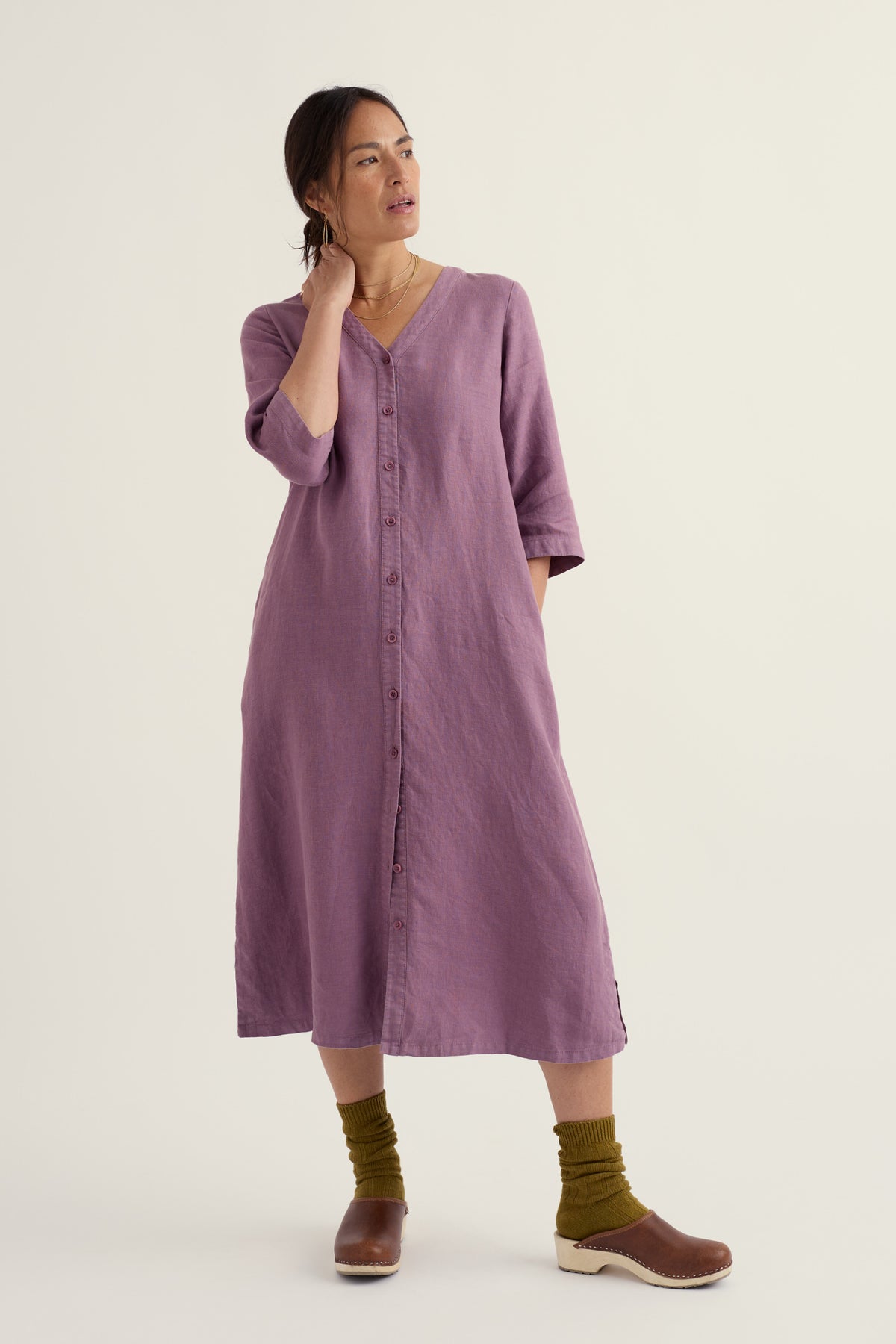 Word Posey Linen Shift Dress