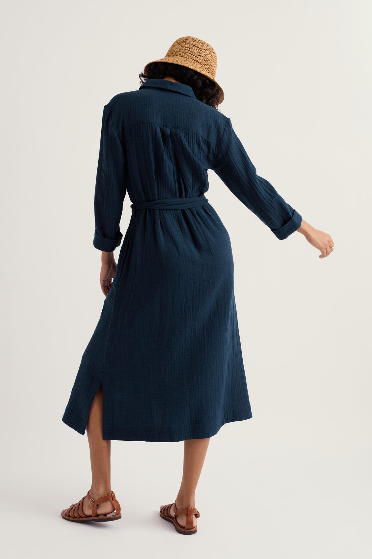 Whitsand Cove Midi Shirt Dress in GOTS Organic Cotton